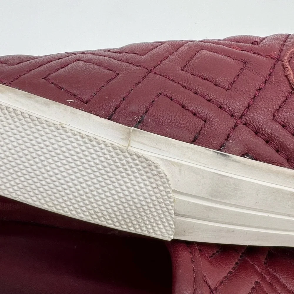 Tory Burch Womens Quilted Slip-On Sneakers Burgundy Wine Size 9 - Picture 8 of 14